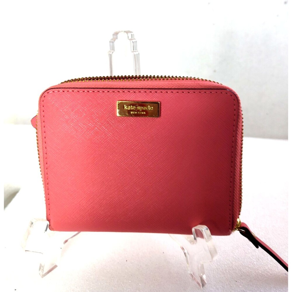 Kate Spade Laurel Way Daci Pink Safiano Leather Zip Around Wristlet Wallet 5x4"